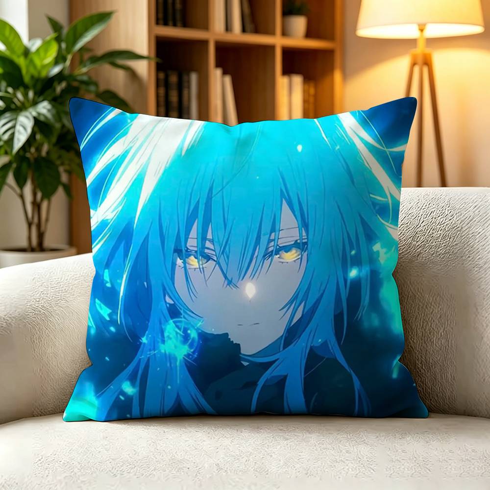 C-Cute Blue Slime Isekai Rimuru Tempest Anime  Square Double-Sided printed Pillow Case Bedroom Bedside Pillow Sofa Cushion Cover
