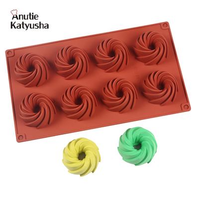 Stampi per dolci in silicone a 8 cavità per stampi per decorare mousse di dessert Stampi per dolci al cioccolato a forma di spirale 3D fai-da-te