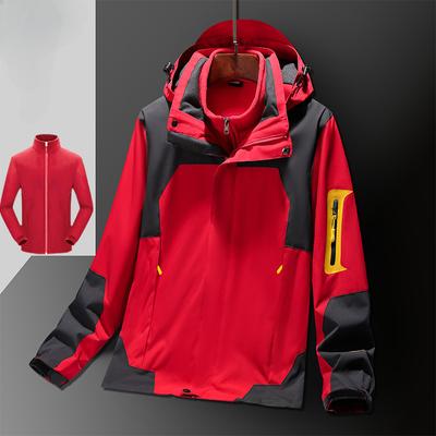 Jacke Herbst und Winter Drei-in-Eins abnehmbares zweiteiliges Set wasserdichte und atmungsaktive Outdoor-Reise-Bergsteigerjacke plus Samt