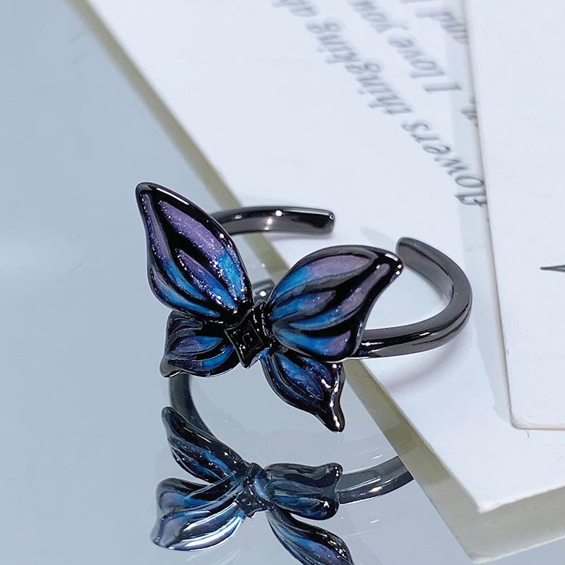 Vintage Halloween Spider Crow Open Ring - Trendy Punk Stacking Finger Ring for Women