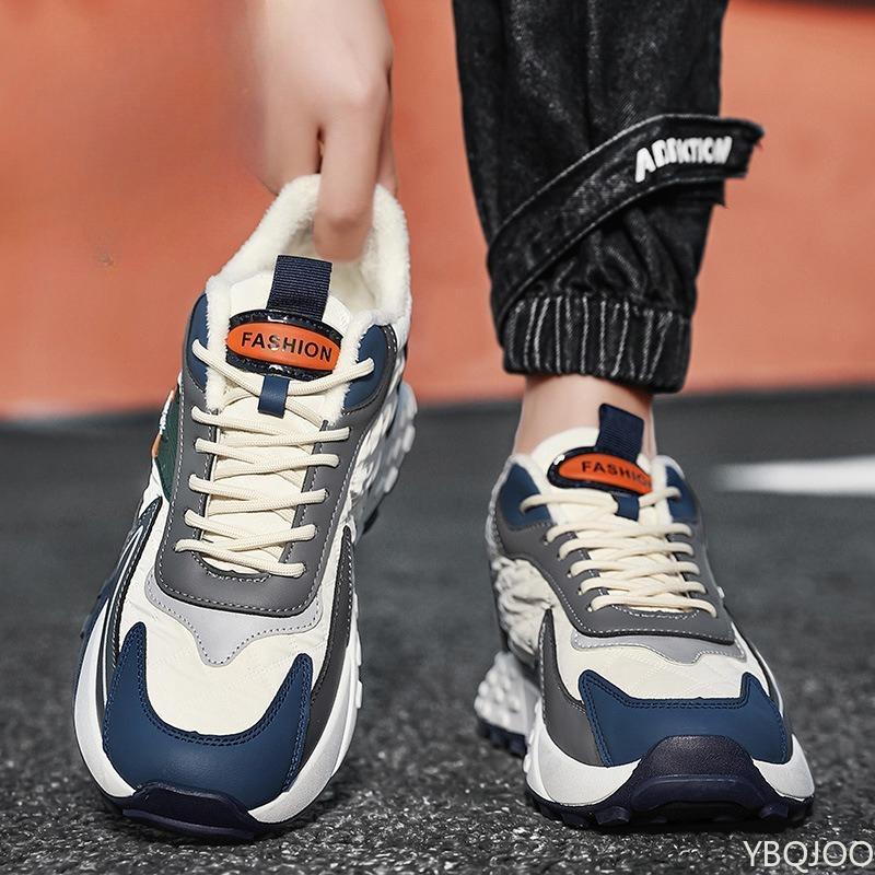 Nové módní všestranné pánské podzimní zimní teplé ležérní trendové boty se silnou podrážkou sportovní volnočasové pohodlné pánské boty