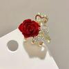 Beautiful Red Rose Flower Small Hair Claw Pretty Rose Metal Mini Decorative Hair Styling Clips Women Girls Hair Accessories