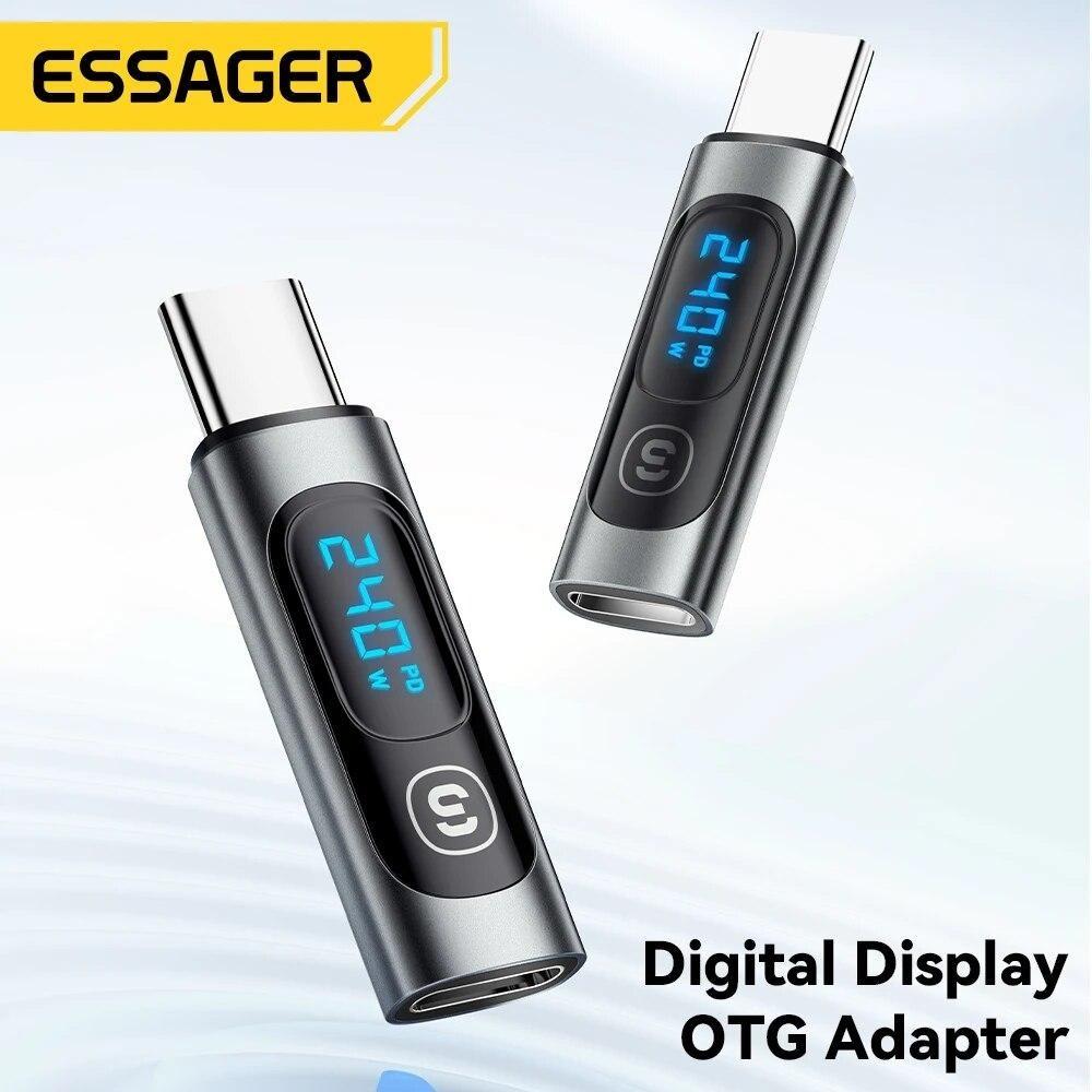 Essager 240W USB C Adapter Type C To USB C 3.0 2.0 OTG Connector Digital Display Data Adapter 100W For Macbook Pro Air Samsung