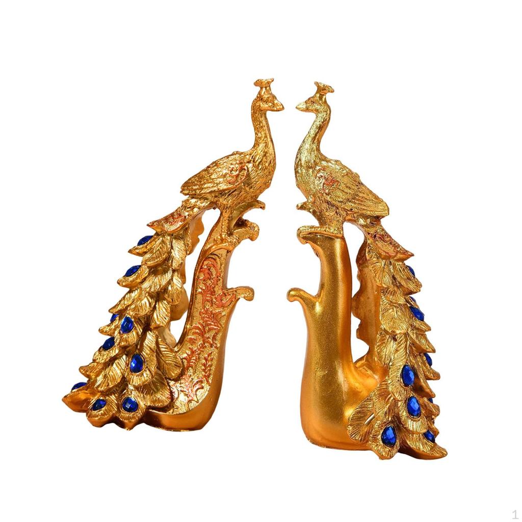 Animal Peacock Statue Home Art Decor Nordic Stylish Collection Figurine for Living Room