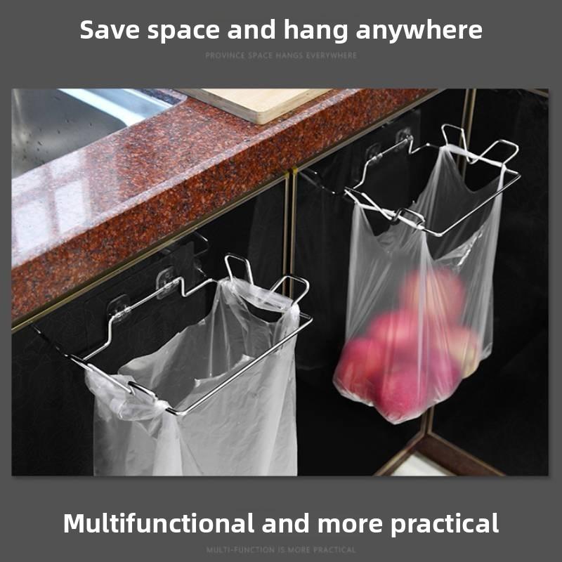 Modern Stainless Steel Kitchen Trash Bag Holder With Magneticfree Wall Mount For Home Use