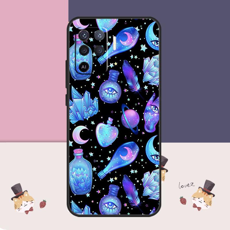 Occult Witchcraft Moon Gothic Witch Case For OPPO A78 A98 A58 A18 A96 A76 A16 A17 A77 A15 A5 A9 A74 A94 A52 A72 A53S A54S A57S