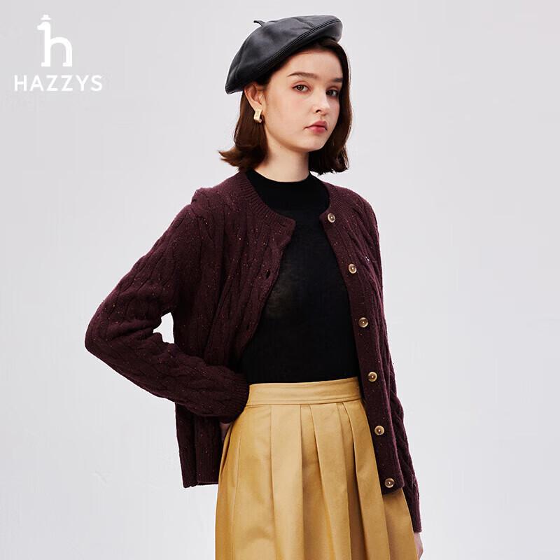 

HAZZYS Women s Polka Dot Cable Knit Wool Cardigan L