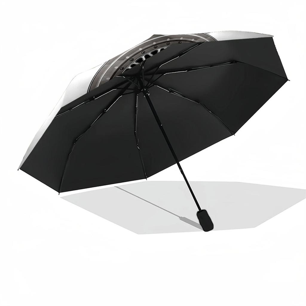 Rustic Wheel Design Outdoor Automatic Umbrella Compact & Durable 8-Rib Design Durable Plastic & Iron All-Season Use Outdoor Accessory