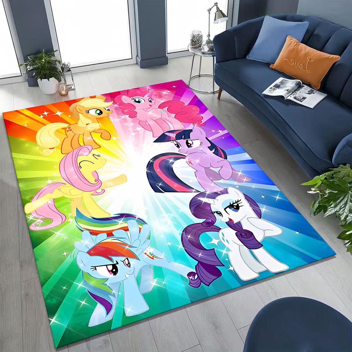 

Новий мультяшний килим Мій маленький поні-єдиноріг для спальні, вітальні, дивана, домашній килимок для дверей, декор, великий дитячий нековзний килимок для підлоги, подарунок 80x120cm( 31x47in)