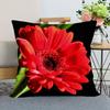 Neuankunft Gerbera Blumenkissenbezug Schlafzimmer Home Office Dekorative Kissenhülle Quadratisch Reißverschluss Kissenbezüge Satin Weich Kein Ausbleichen