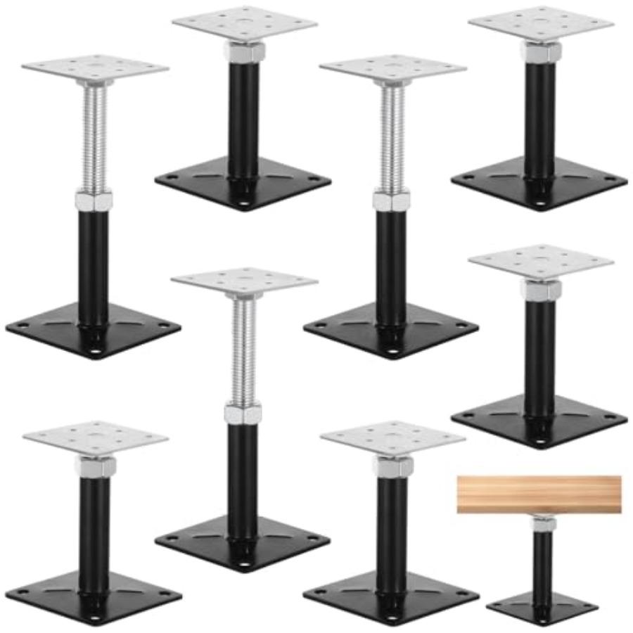 8 PZ Cricchetti da Pavimento Regolabili Metallo Robusto Supporto da Pavimento a Montante da 5 a 8 Pollici Cricchetto Mini a Vite Supporto di Sollevamento Fondazione Terrazza