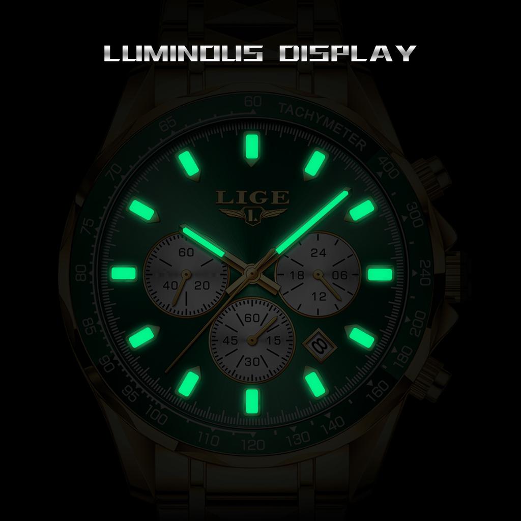 LIGE Top Luxury Man Watch New Waterproof Luminous Calendar Watch Men Quartz Wristwatch Chronograph Watches for Men Reloj