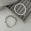Beaded Heart Pendant Bracelets Stackable Metal Hand Chain Vintage Imitation Pearl Bracelets  Party