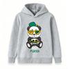 Kids Boys Girls Pullover Hoodie, Cool Gaming Panda Best Player Print Casual Long Sleeve Hooded Sweatshirt for Little Game Lovers Daily Wear Outdoor