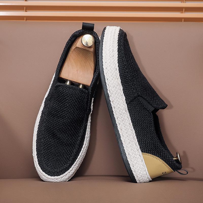 Men's casual shoes men's summer breathable low-top linen handmade one-pedal foot cover old Beijing cloth shoes men's shoes