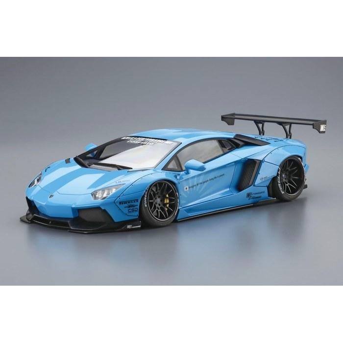 AOSHIMA 1/24 Liberty Walk No.17 LB Works Lamborghini Aventador Ver.1 Plastic Model Kit - Blue