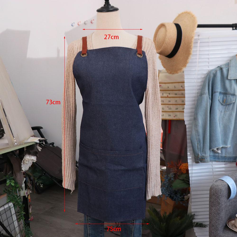 Dirt-resistant Kitchen Chef Apron Wear-resistant Painting Apron Cross Back Denim Apron  Cafe