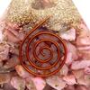 [GOLD STONE] Natural Orgonite Pyramid with Single Quartz Crystal, Spiritual Item, Approximately 65-70mm Wide, Pink Opal
