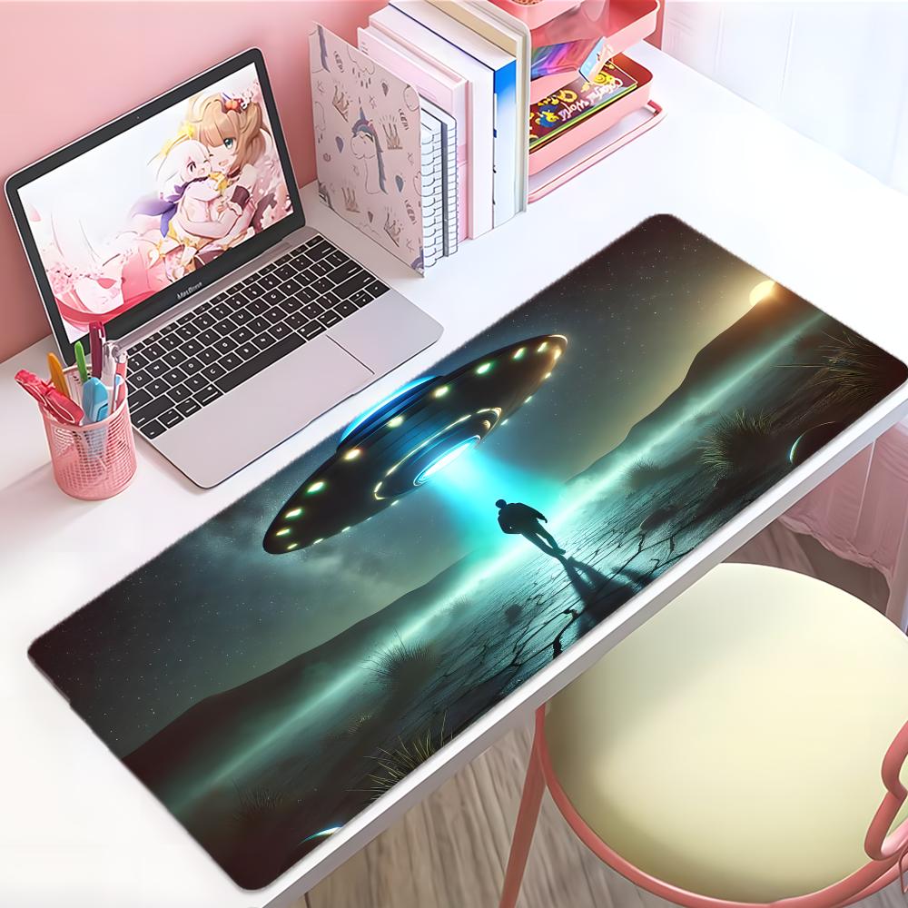 Theme Mysterious Uufo Encounter Mouse Pad Large Thick Desk Pad Stitched Edges Gaming Mouse Mat For Pc