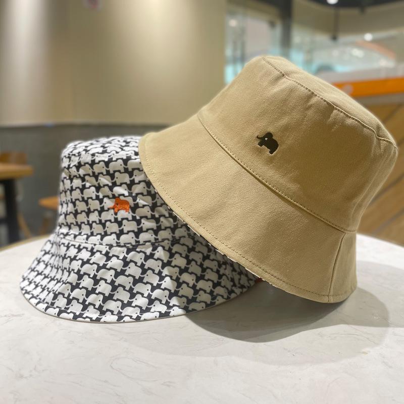 Elephant Embroidered Charming Fishing Cap Women Versatile Sun Protection Uv Protection Sun Hat Korean Style Casual Bucket Ch Hat