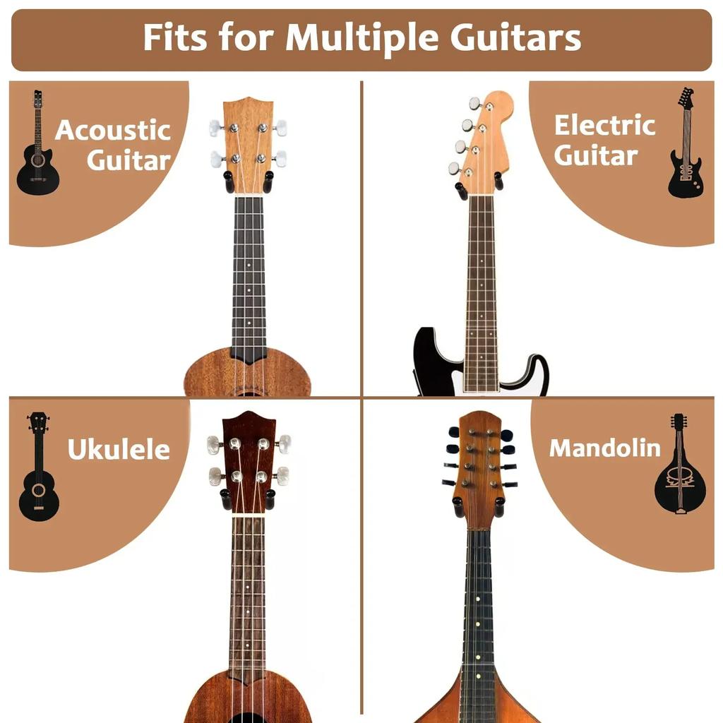Wall Mount Guitar Hanger Hook Wooden Guitar Ukulele Holder Stand with Screws for Acoustic Guitar Ukulele Bass Guitar Parts