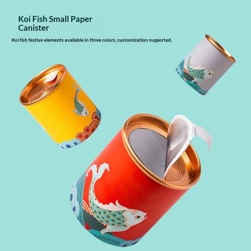 Retro Koi Fish Mini Empty Tea Tin Can Household Tea Sealed Jar Portable Travel Small Tea Box Paper Storage Can