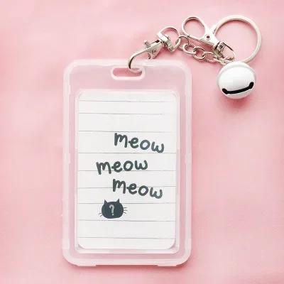 Cute Cartoon Card Cover Fashion Card Bag Bank Credit Card Holder Plastic Student ID Bus Card Pass Holder with Keyring Chain