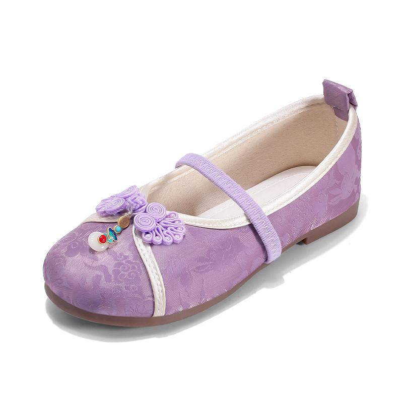 New Chinese Style Girls Princess Embroidered Shoes Spring Autumn National Fashion Kids Hanfu Flat Shoes Children Perform Shoes
