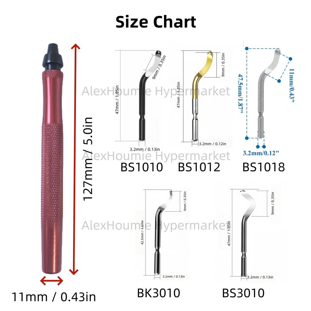 Metal Handle Deburring Tool Kits with BS1010 Blades Deburr Tool Edge Burr Remove 360 Degree Rotary High Grade Swivel Blades