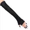 Fancy Dress Up Half Finger Spider Web Gothic Mittens Halloween Gloves Arm Sleeves Women Long Gloves