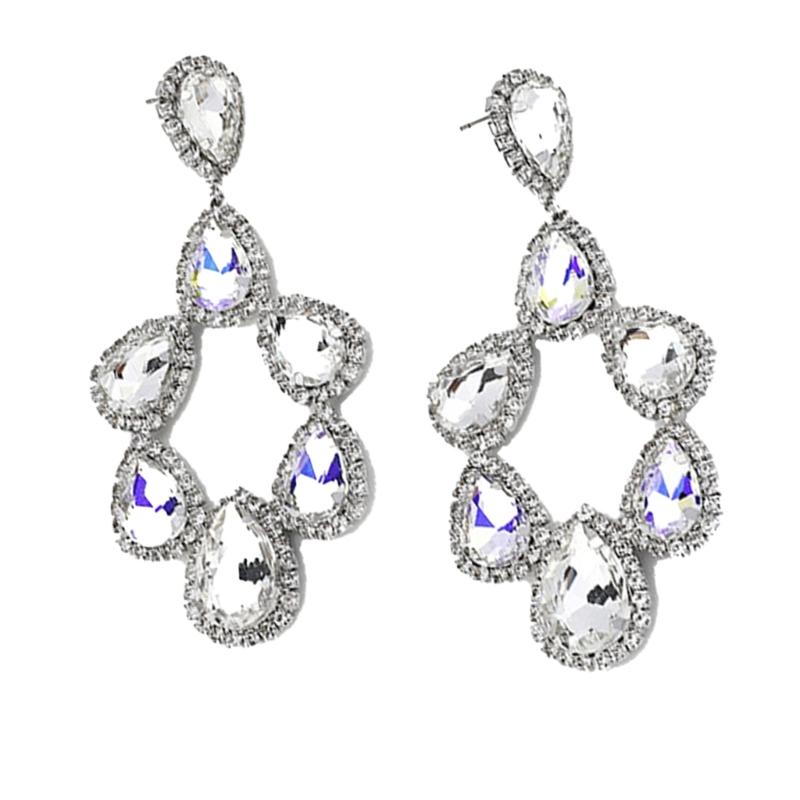 Elegant Triple Teardrop Crystal Dangle Earrings Teardrop Ear Accessories For Women Wedding Party Evening Occasions