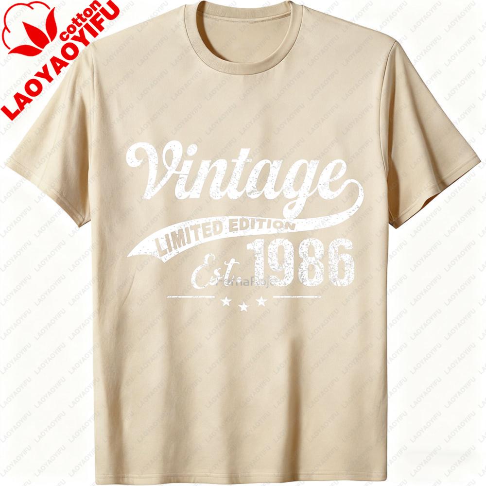 Vintage Limited Edition Est 1986 Summer Men TShirt Classic Retro Style Unisex Casual Wear for Birthday Gifts Men Clothing
