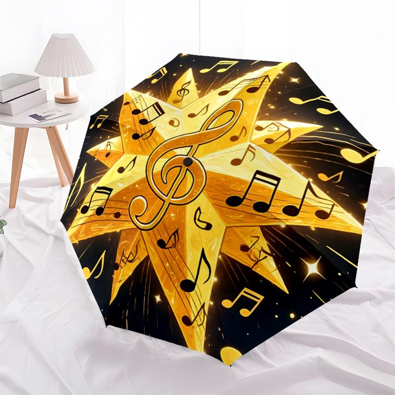 1pc Music Star Umbrella Portable Folding Umbrella Durable Iron Frame, Suitable for All Seasons Home Travel Outdoor Yy260319057