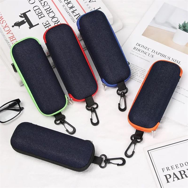 Denim Fabric Glasses Box Zipper Sunglasses Protection Container Eyeglasses Case Reading Glasses Organizer Carry Bag