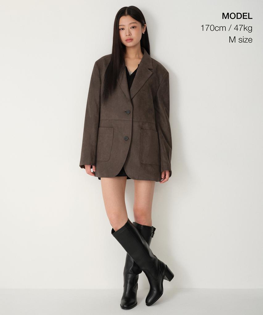 Musinsa Standard Woman Women'S Synthetic Suede Oversized Blazer [Brown]