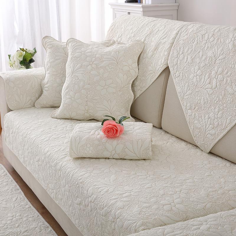 Cotton Sofa Cushion, Universal Fabric For All Seasons, Non-Slip Solid Wood Seat Cushion, Simple Modern Leather Sofa Cover, Backrest Towel