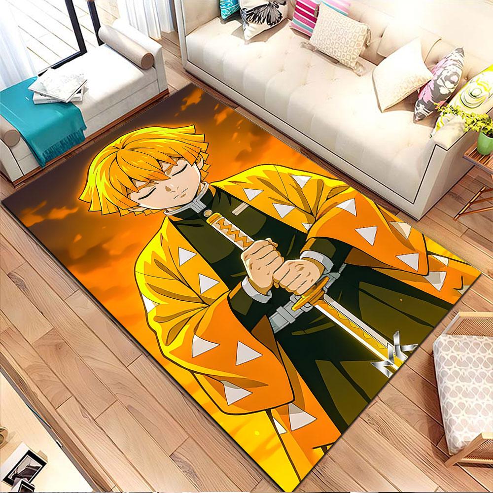 Yellow Haired Warrior with Sword Patterned carpet, non slip mat suitable for living room and bedroom sofas
