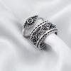 Retro “Weave & Gaze” Adjustable Open Ring For Men Women Gothic Punk Edgy Silver-plated Copper  Couple Accessories Gift