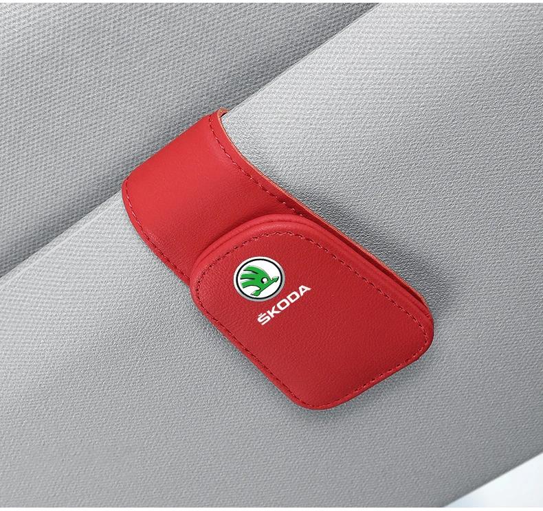 SBNI3 Car Sun Visor Glasses Clip Ticket Card Storage Clamp For Skoda Fabia Superb Yeti Octavia Enyaq Rapid Kodiaq Kamiq Karoq Scala A4
