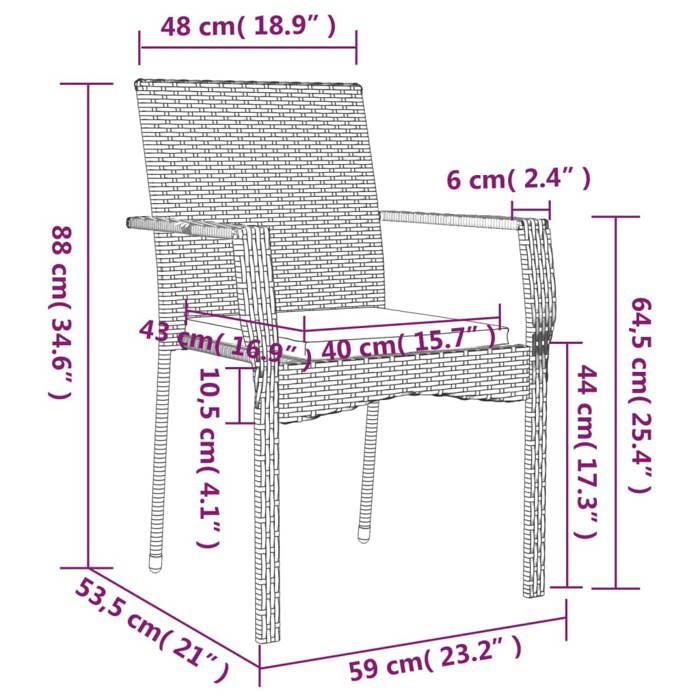 VidaXL Garden Dining Set and Cushions 7 Pcs Grey Rattan, Dining Set, Dining Set 3184996