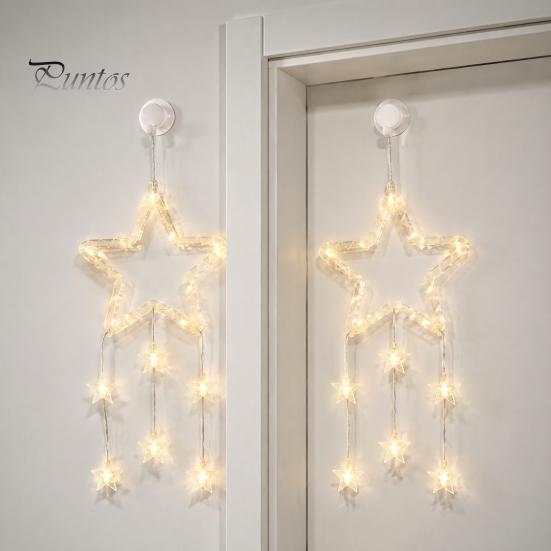 Gift for Holiday Decoration LED Christmas Window Star Decoration, Battery Operated Hanging Warm String Lights Lighted Shaped Light Walls, Windows,