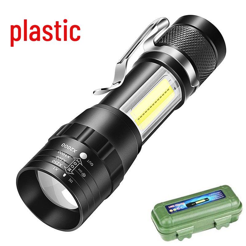 Compact LED Flashlight with Telescopic Zoom, USB Rechargeable, Portable Design