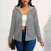 Women's Solid Color Zipper Hooded Long Sleeved Jacket