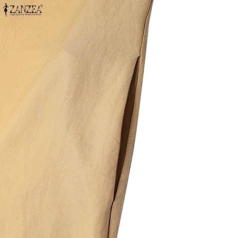 ZANZEA Lässiges, ärmelloses Kleid mit Rundhalsausschnitt und einfarbigem Muster für Damen