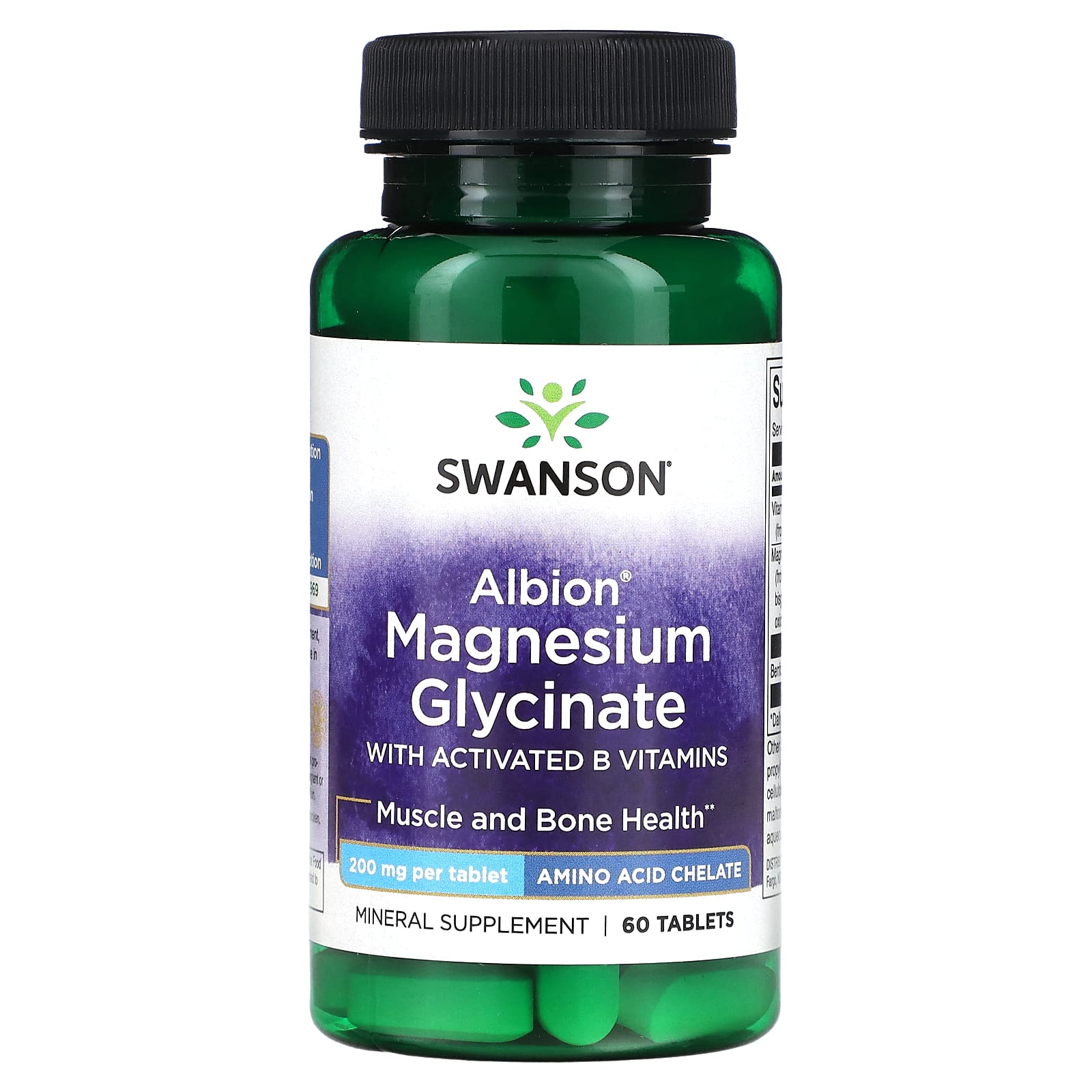 

Albion Magnesium Glycinate with Activated Vitamin B Complex, 200Mg, 60 Tablets