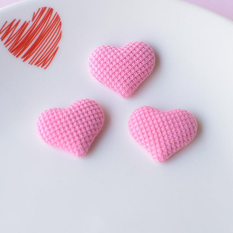 10Pcs Cute Heart-shaped Knitted Fabric Wrap Accessories for DIY Hair Clips Hairpins Girls' DIY Handcrafted Flatback Decoration