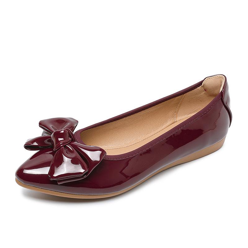Women's Flats Shoes Solid color Pointed Toe Slip On Patent Leather Woman Shoes Casual Foldable Non-slip Ladies Loafers WSH5331