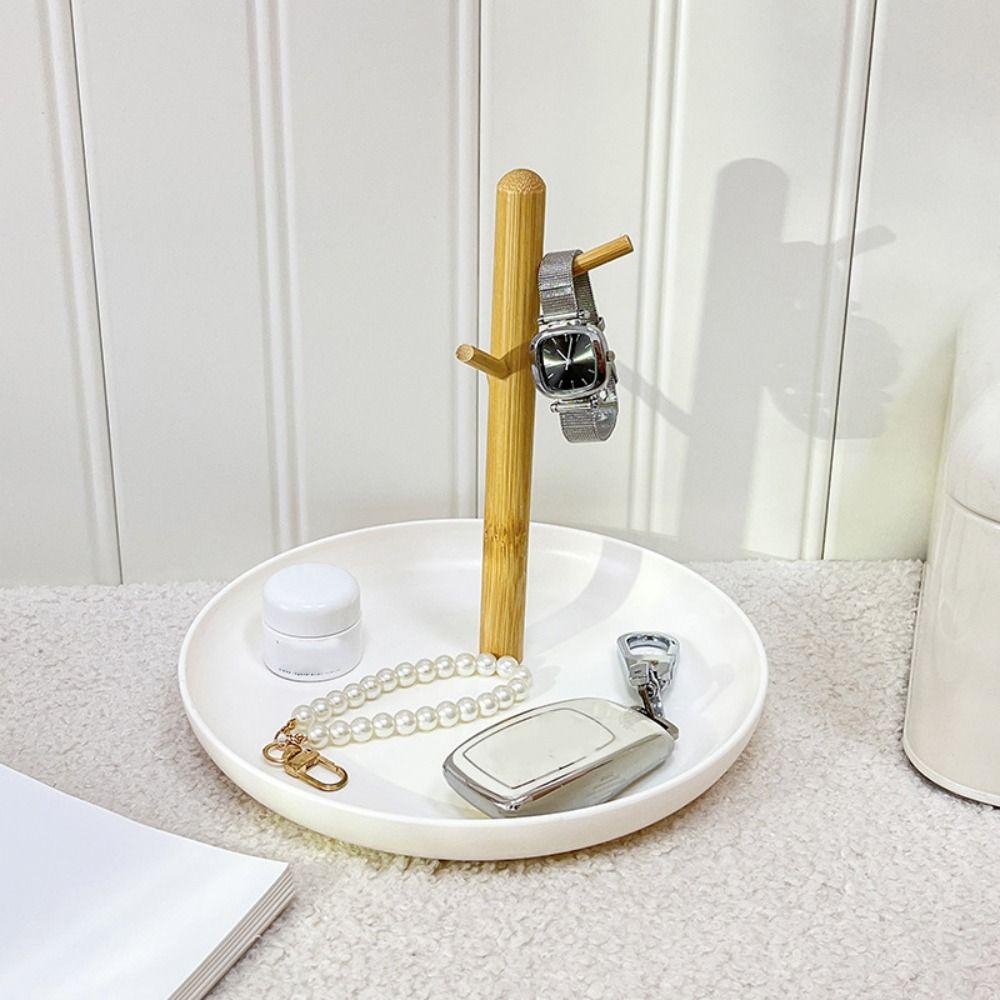 Simple Storage Tray Wooden Bathroom Shelf Jewelry Display Plate  Living Room