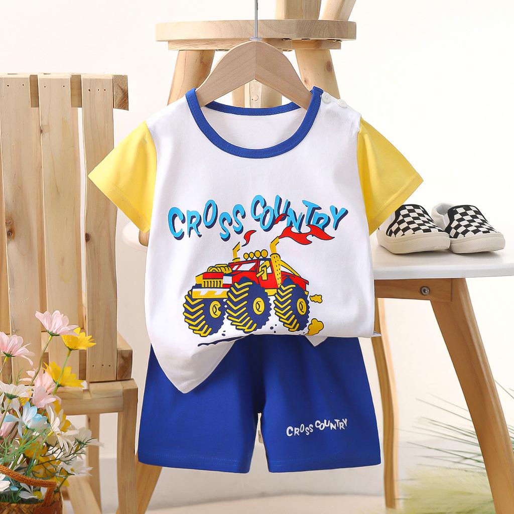 hildren's short-sleeved set cotton boys' -shirt baby summer children's clothing girls' shorts baby clothes summer clothing wholesale