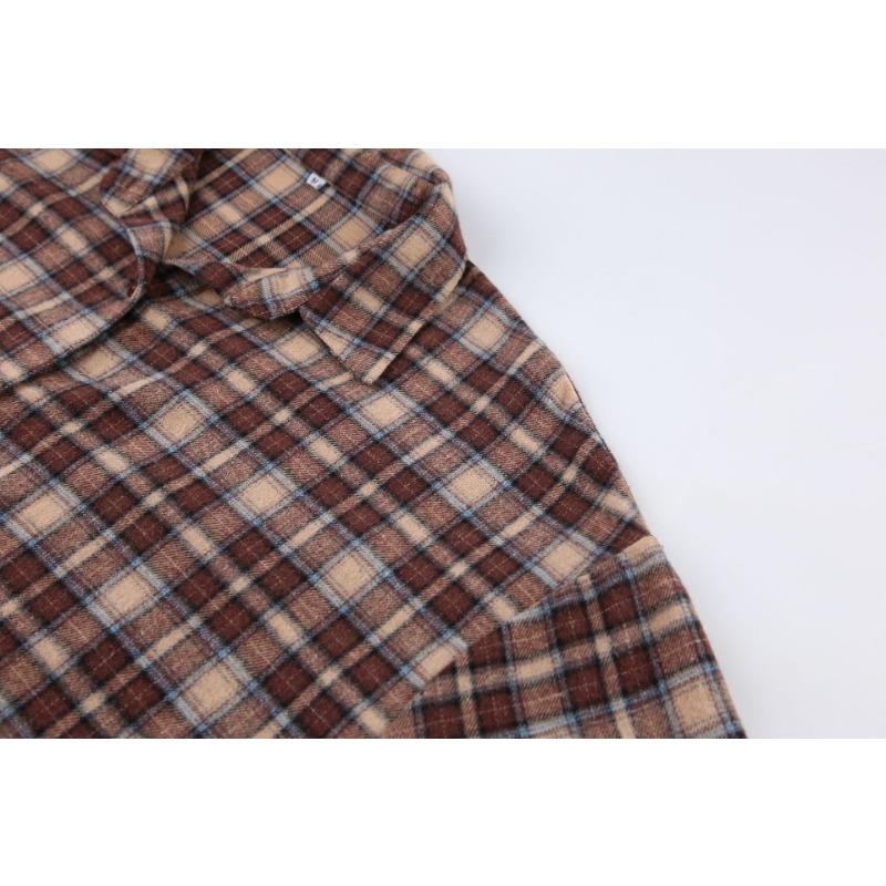 Summer Retro Plaid Shirt Women's Long Design Sense Bottoming Plaid Shirt Loose AK1071